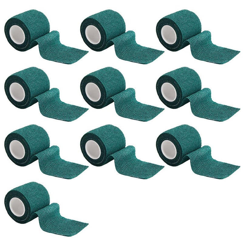 ETOPARS 10 Rolls Self Adhesive Cohesive Wrap Bandages Strong Elastic First Aid Tape Adherent Dark Green for Wrist Ankle Sport 2 Inch X 5 Yards